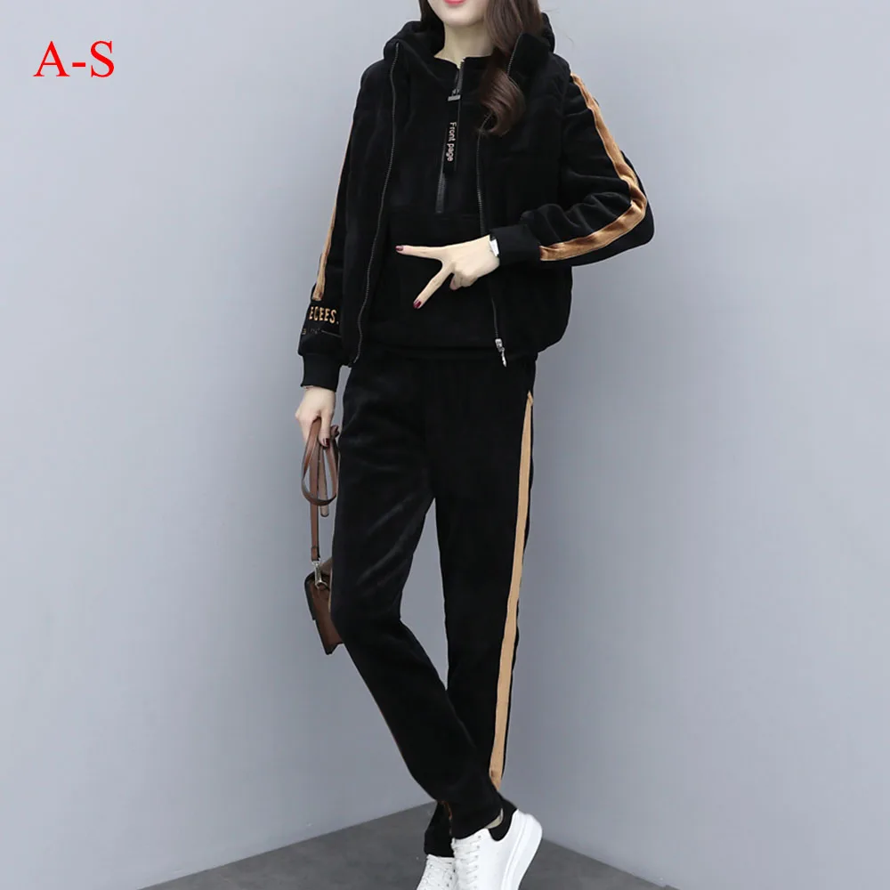 2019 Зимний спортивный костюм с длинным рукавом утолщенная толстовка капюшоном