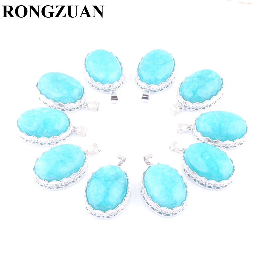 

Wholesale 10Pcs/Lot Natural Stone Amazonite Pendants Oval Shape Bead Reiki Healing Jewelry TN3328