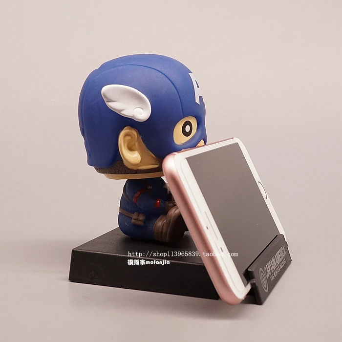 super hero captain america spiderman groot spider man vinyl shaking head doll q ver mobile phone holder stand table decoration free global shipping