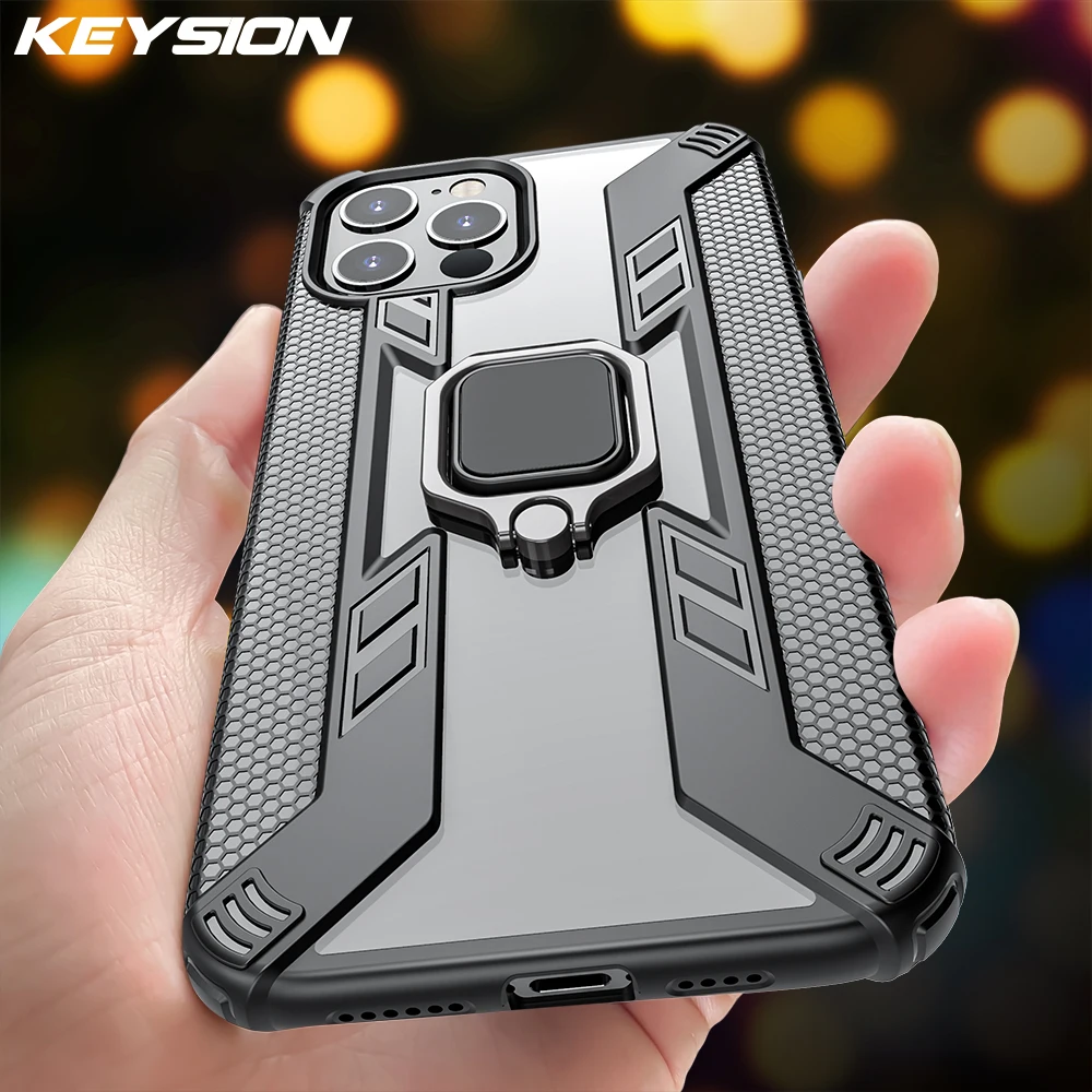 

KEYSION Clear Shockproof Case for iPhone 12 Pro Max Transparent Silicone Ring Phone back Cover for iPhone 12 mini 2020 New i12