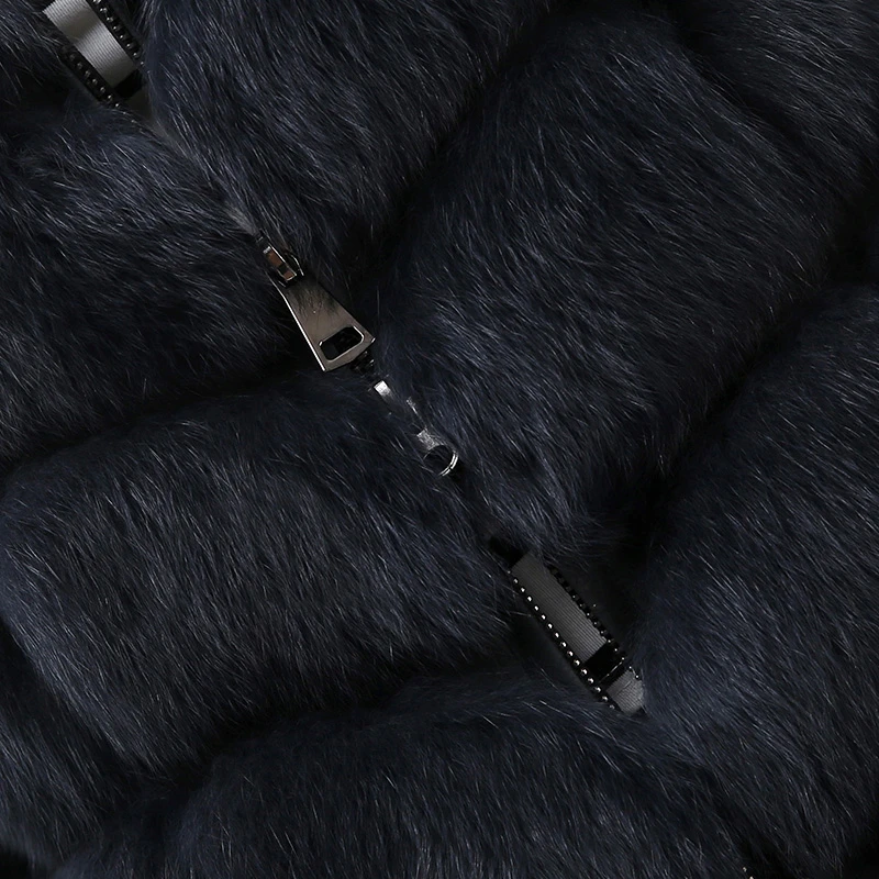 Natural New Genuine Fur Fox Vest  Long Fox Fur Sheepskin Hat Coat Sheep Skin Demolished Sleeves Can Detachable Jacket