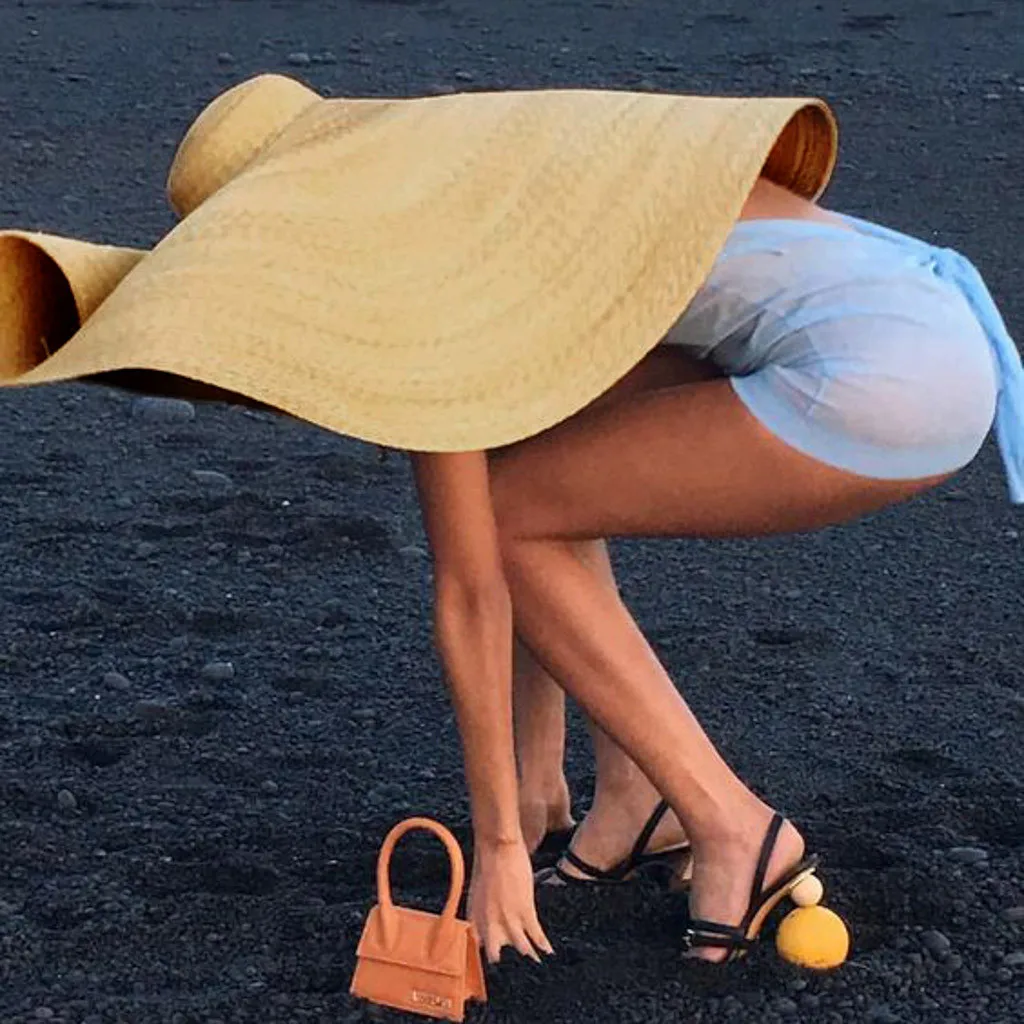 

Fashion Large Sun Hat Beach Anti-UV Sun Protection Foldable Straw Cap Cover