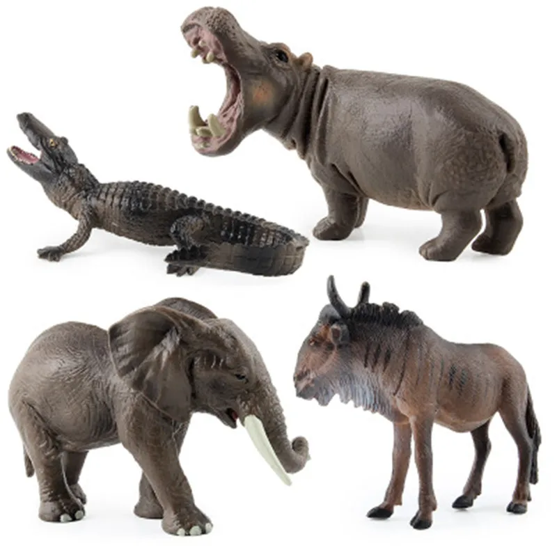 Новая модель диких животных мира набор игрушек Зебра Лев жираф бегемот фигурки