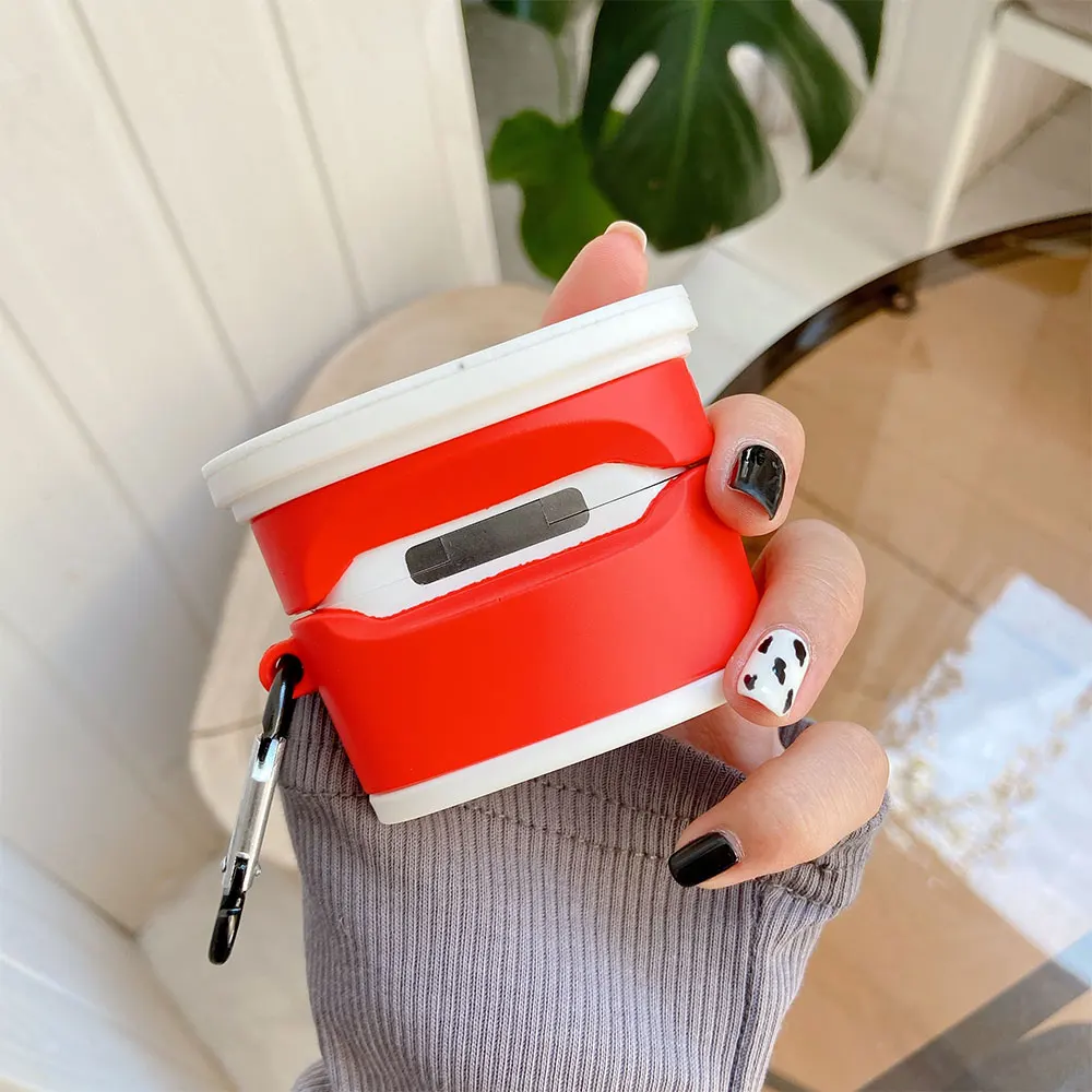 Чехол с 3d-изображением клубники фруктов йогурта напитков для AirPods 1 2 Pro Box мягкий