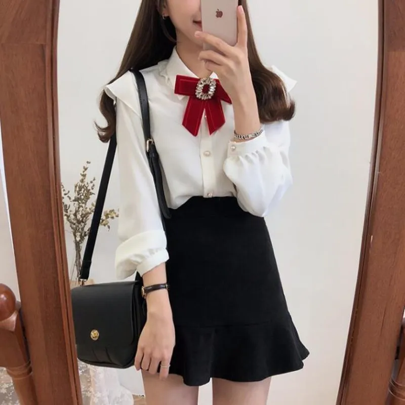 Новинка весны 2019 женская Свободная рубашка с лацканами Офисная отложным