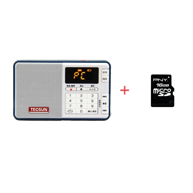 Blue 16G TF card TECSUN Q3 радио карманный размер мини рекордер с 16G TF карта MP3 плеер FM стерео FM 76-108 МГц - Цвет: Blue 16G TF card