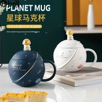 christmas mug with lid and spoon breakfast coffee mug set ceramic creative souffle baking cup warm you kawaii mugs cartoon