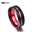 Мужское кольцо 8 мм черное и красное кольцо из карбида вольфрама матовое покрытие скошенные края размер от 7 до 16