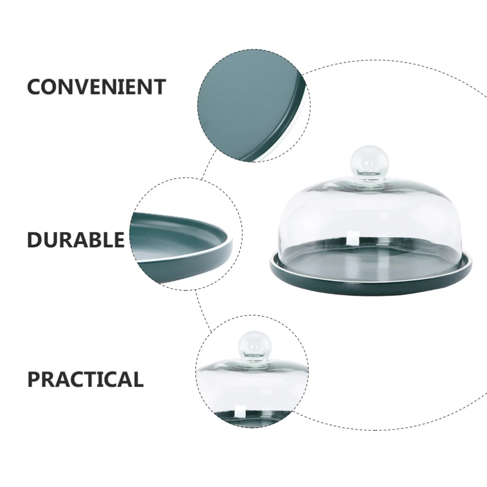 

1 Set of Cake Plate with Glass Lid Dust-proof Food Cover Simple Breakfast Plate