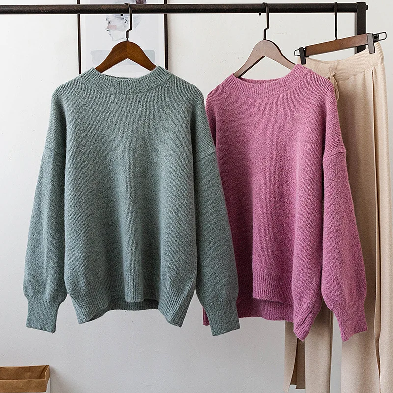 Свитер Женский вязаный оверсайз мягкий Повседневный джемпер модный Свободный