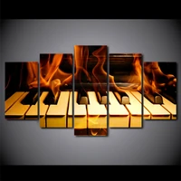 piano keys on fire 5 piece wall art canvas print hd print posters paintings oil painting living room home decor pictures