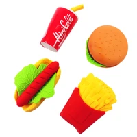 48pcslot burger cola fries hot dog design eraser food drink rubber eraser detachable brain game for kids school office supplies