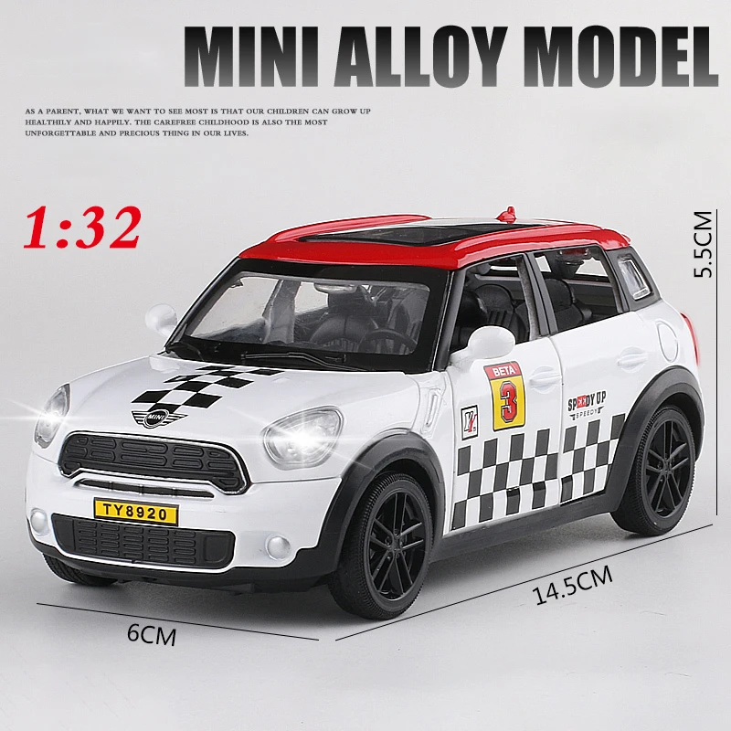 

1:32 Toy Car Mini Countryman Diecast Alloy Metal Car Model for MINI Coopers Model Pull Back Car Toy Vehicles Miniature Scale