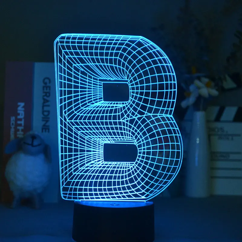 Smart Phone Control LED 3D Number B Night Light USB Touch Sensor Nightlight Kids Bedroom Energy-saving Table Lamp Gift To Friend | Лампы и