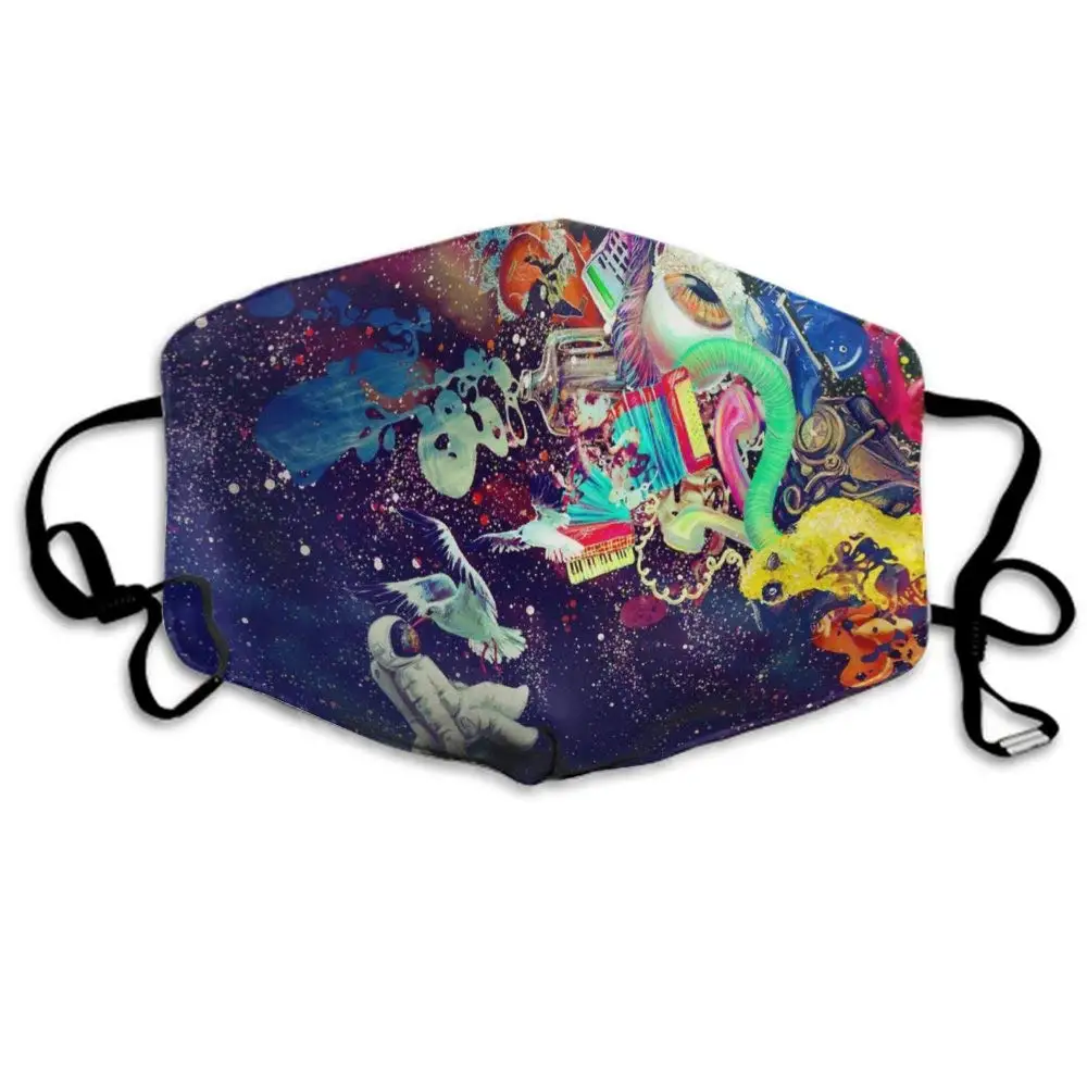 

Unisex Breathable Reusable Psychedelic Trippy Astronaut Space Mouth Mask, Adjustable Earloop Anti Dust Pollution Half
