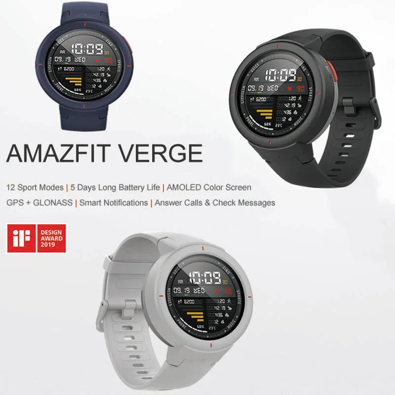 Смарт часы Huami Amazfit Verge английская версия спортивные GPS Bluetooth воспроизведение