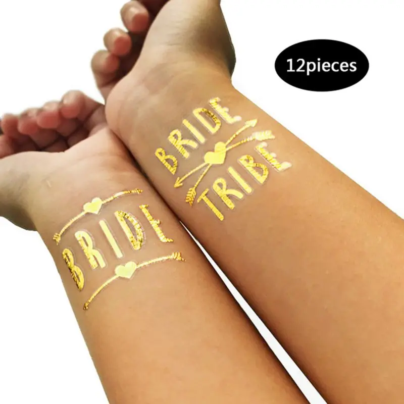 12 шт./компл. горячего тиснения наклейки для временных татуировок невесты в