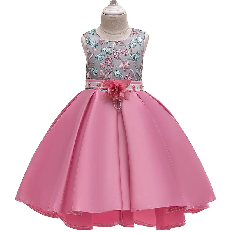 

Girls Vest Style Dress Red Pink Fashion Embroidered Children Multi-layer Large Swing Princess Dress Girls Party Dresses 3-8year