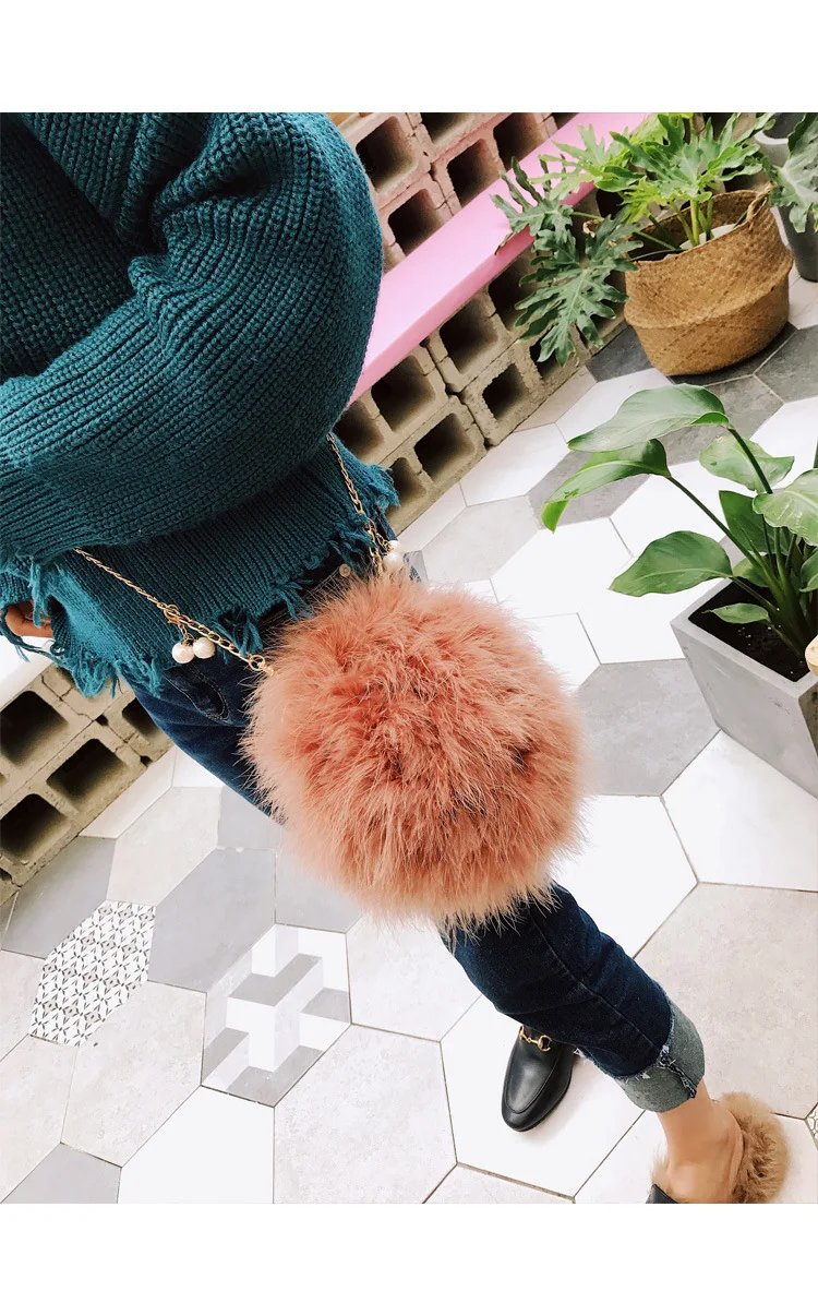 Luxury Designer Fur Purse Women Ostrich Feathers Evening Party Bag Famous Brand Handbag Fall Winter Party Day Cluthes Drop Ship