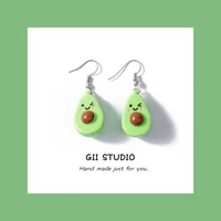 gii green avocado unusual drop earrings for women girls handmade cute 2021 trend s925 silver hook anti allergy unique fruit food