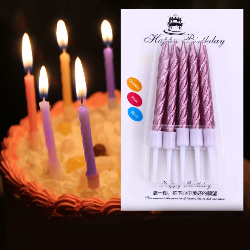 Спиральная Свеча в форме свечи из розового золота 10 шт. набор 16 мерцающих и