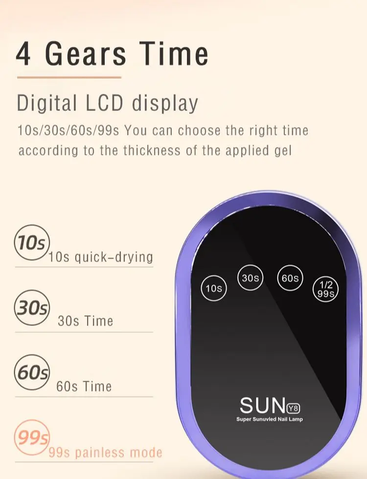 

SUN 168W Y8 Manicure Machine Drying Gel Ice Oil Lamp 36PCS/LEDS Automatic Sensor 10s/30s/60s/99s Tool