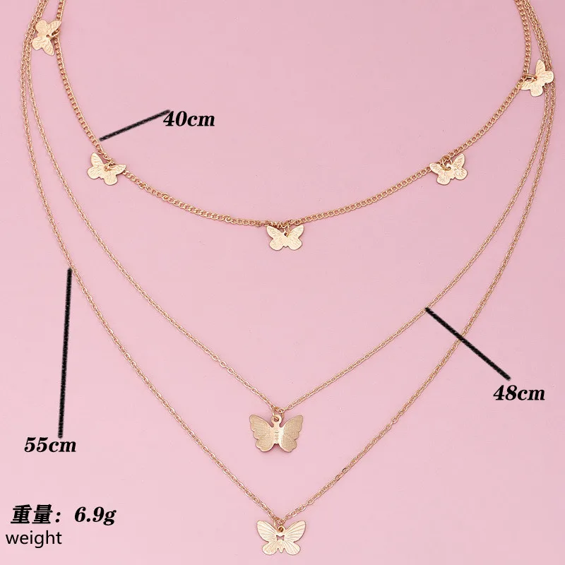 

All-match personality temperament women's butterfly pendant multi-layer necklace fashion trend women's necklace