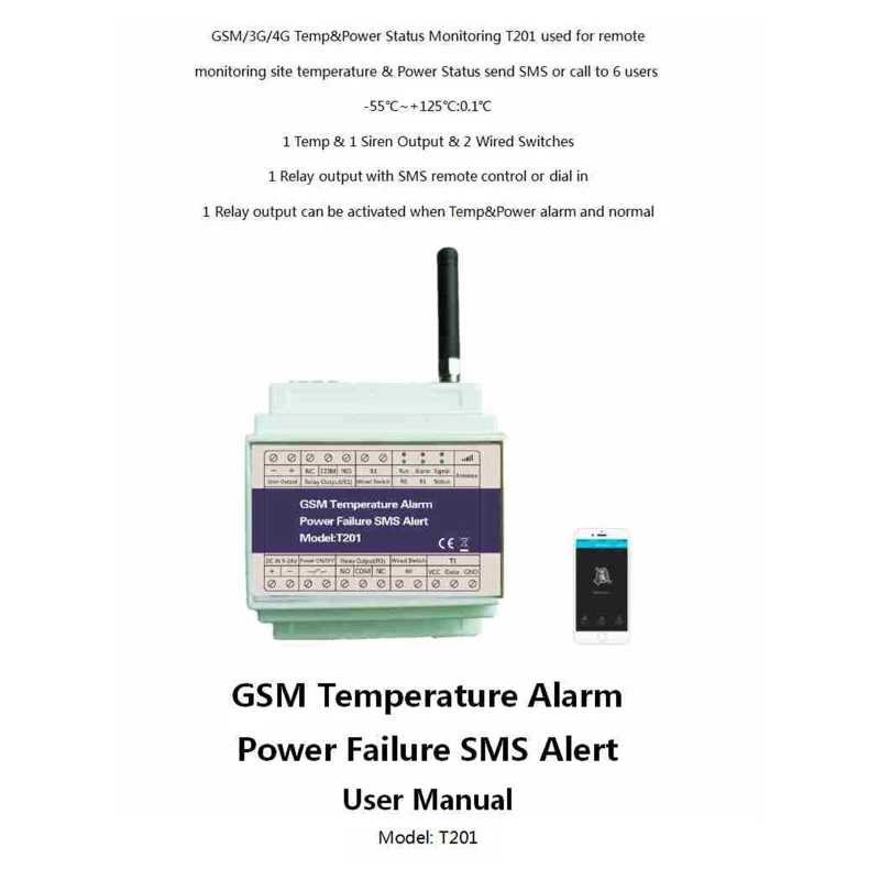 

GSM 3G 4G Temperature Power Status Monitoring Relay T201 for Remote Monitoring Site Temp Power Failure SMS Alert Alarm G8TB