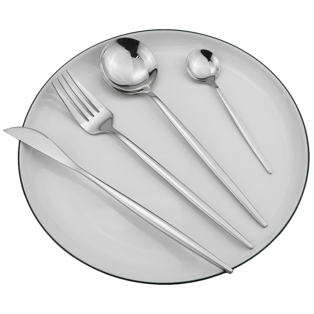 32Pcs Silver 32 шт. столовый сервиз черного и золотого цвета набор столовых приборов 18/10 Нержавеющая сталь нож, вилки и ложки набор посуды Кухня столовые приборы посуда набор - Цвет: 32Pcs Silver
