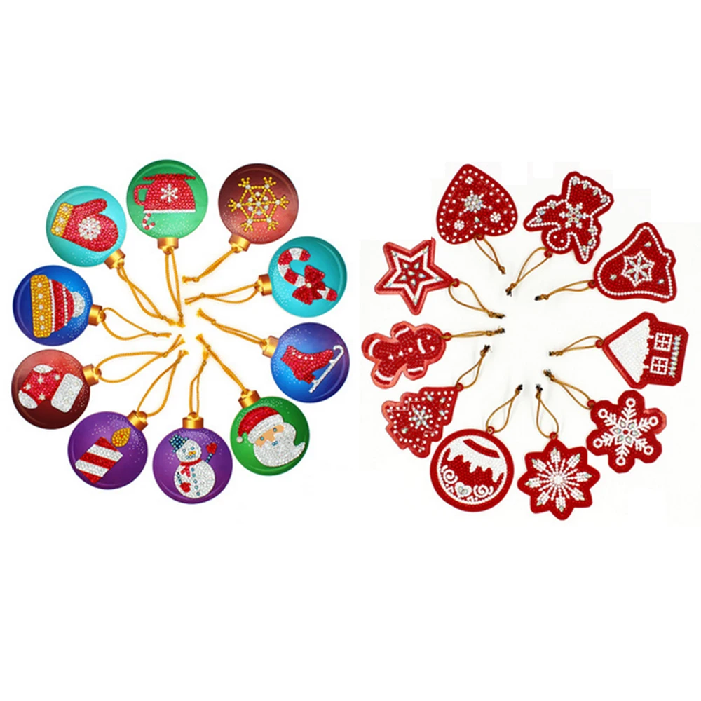 

5D DIY искусство, картина из страз, рождественская подвеска, набор из 10 предметов, Алмазная мозаика, вышивка крестиком, украшение для дома, пода...