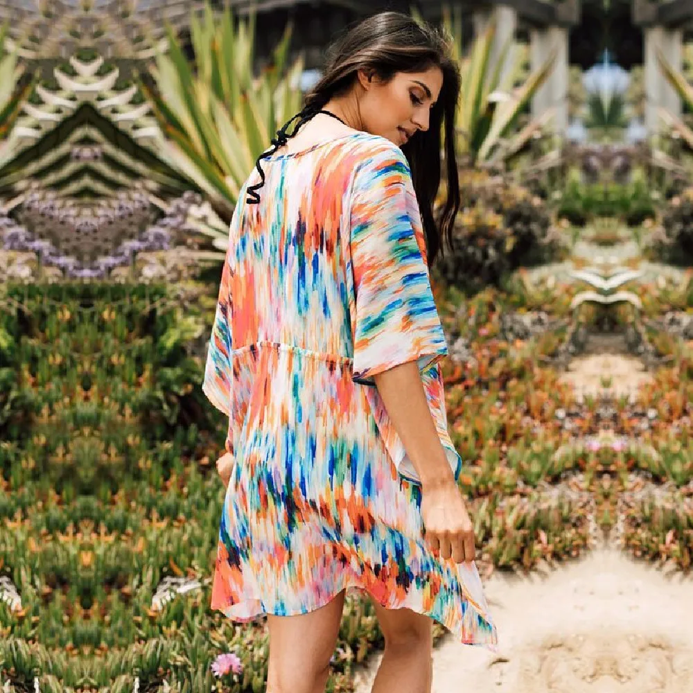 Наряд кафтан на пляж парео саронги сексуальная накидка шифон Бикини Купальники