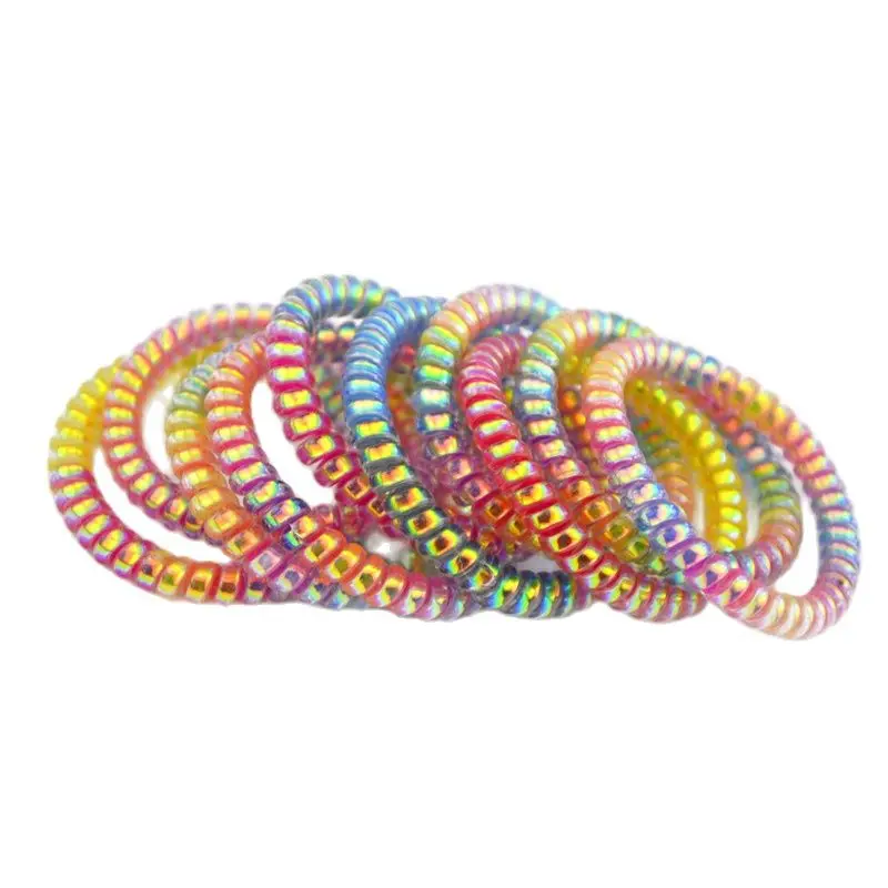 

Lot 10 Pcs Colorful Elastic Rubber Telephone Wire Hair Rope Ponytail Holder Party Hairband Band Accessories