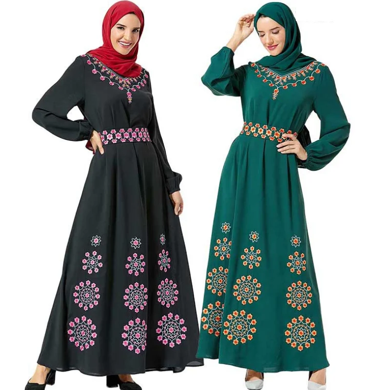 

Dignified Round Neck Elegant Fashion Embroidered Belt Large Hem, Long-sleeve Large-size Women’s Skirt (without headscarf)
