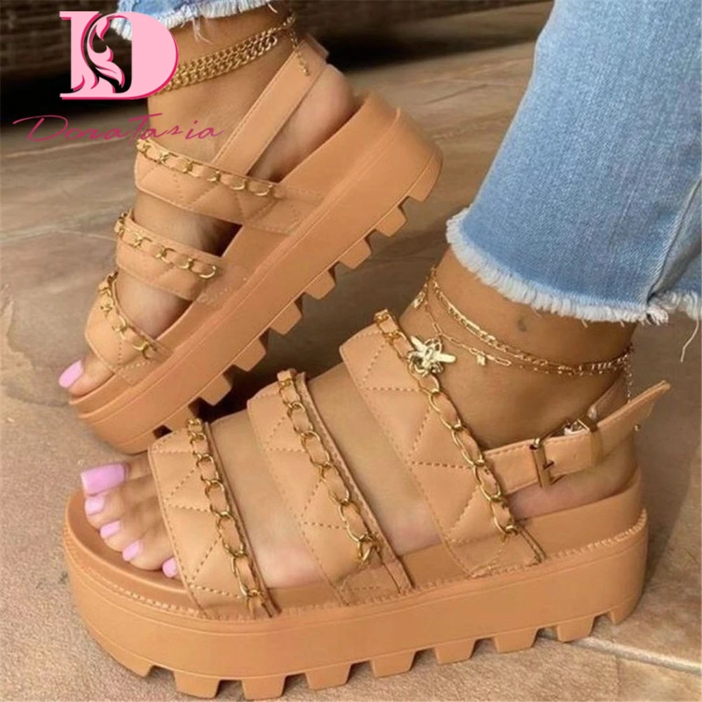 

Big Size 36-43 Brand New Summer Women's Sandals Platform Fashion Chain Wedges Heels Women Sandals Casual Beach Lady Shoes Woman
