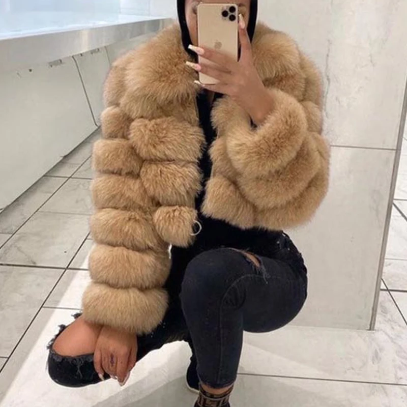BFFUR Short Real Fox Fur Coats Women 2022 Winter Fashion Natural Whole Skin Genuine Fox Fur Jackets With Fur Collar Overcoats