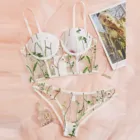Комплект женского нижнего белья с цветочным кружевом, бюстгальтер на косточках, трусики, женское нижнее белье