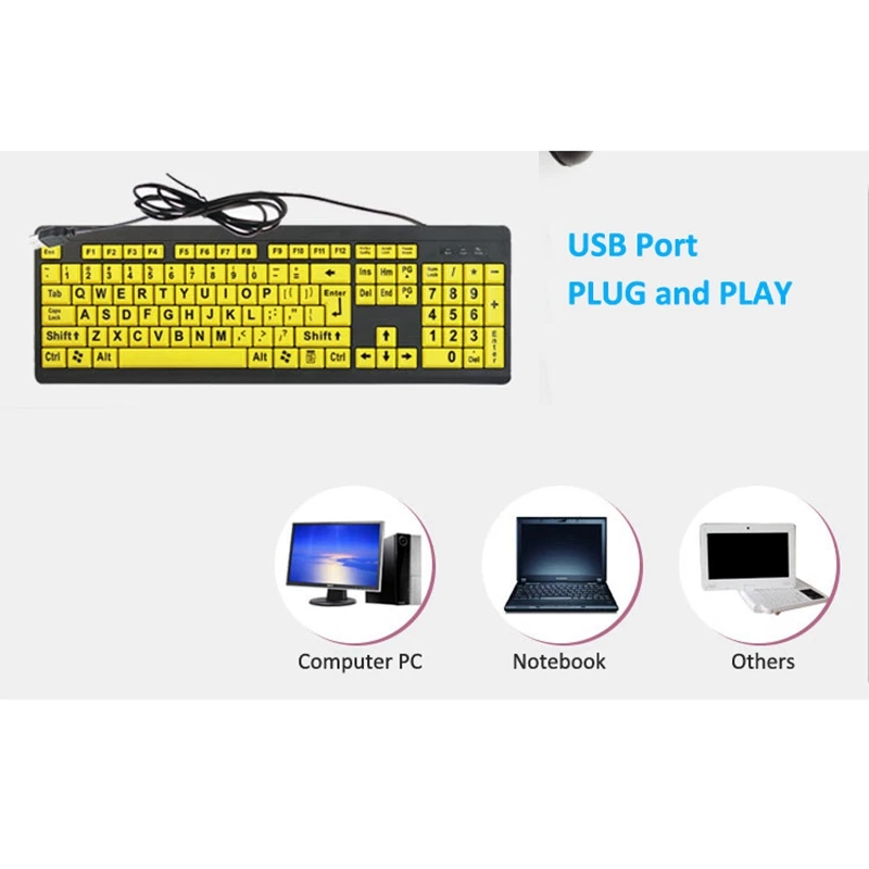 Клавиатура T801 USB Проводная портативная игровая клавиатура для пожилых людей и