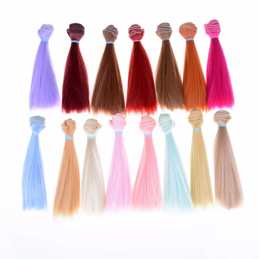 

Новинка 15 см длинные кукольные волосы высокотемпературный материал натуральный цвет толстые шарнирные многоцветные s прямые волосы парики...