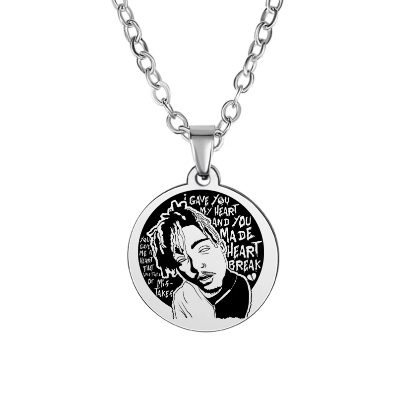 Американский хип-хоп певец сок WRLD ожерелье из нержавеющей стали круглый кулон