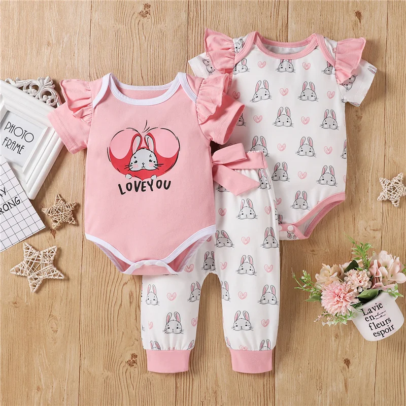 

3 шт. 0-24Months для маленьких девочек, одежда из хлопка, комплект для маленьких девочек; Повседневная одежда с рисунком героев из мультфильмов с ...