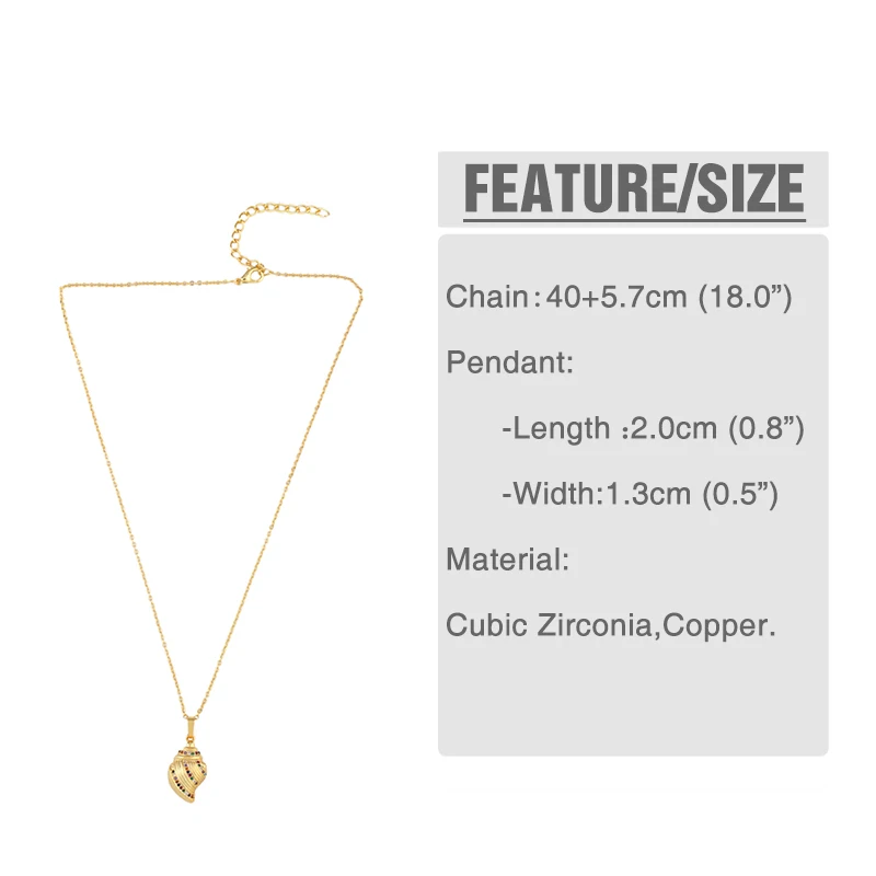 Bohemian Conch Seahorse Pendant Necklace For Women Colorful Cubic Zirconia Gold Chain Jewelry Anillo de dama nke-p40 | Украшения и