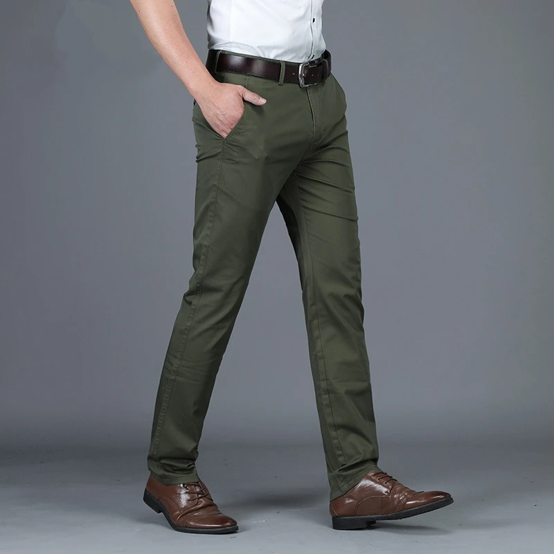 Новый бренд мужской костюм брюки повседневные Чистый хлопок Длинные мужские
