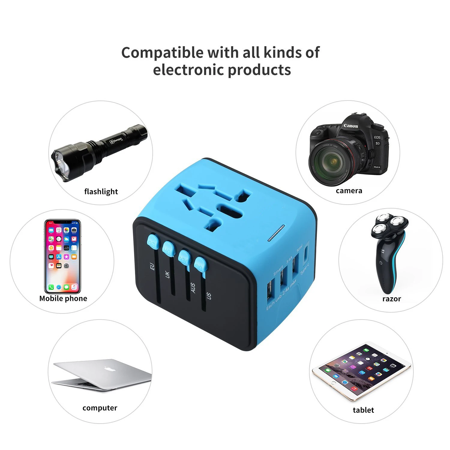 Дорожный адаптер Универсальный Штепсель питания Великобритания ЕС Австралия