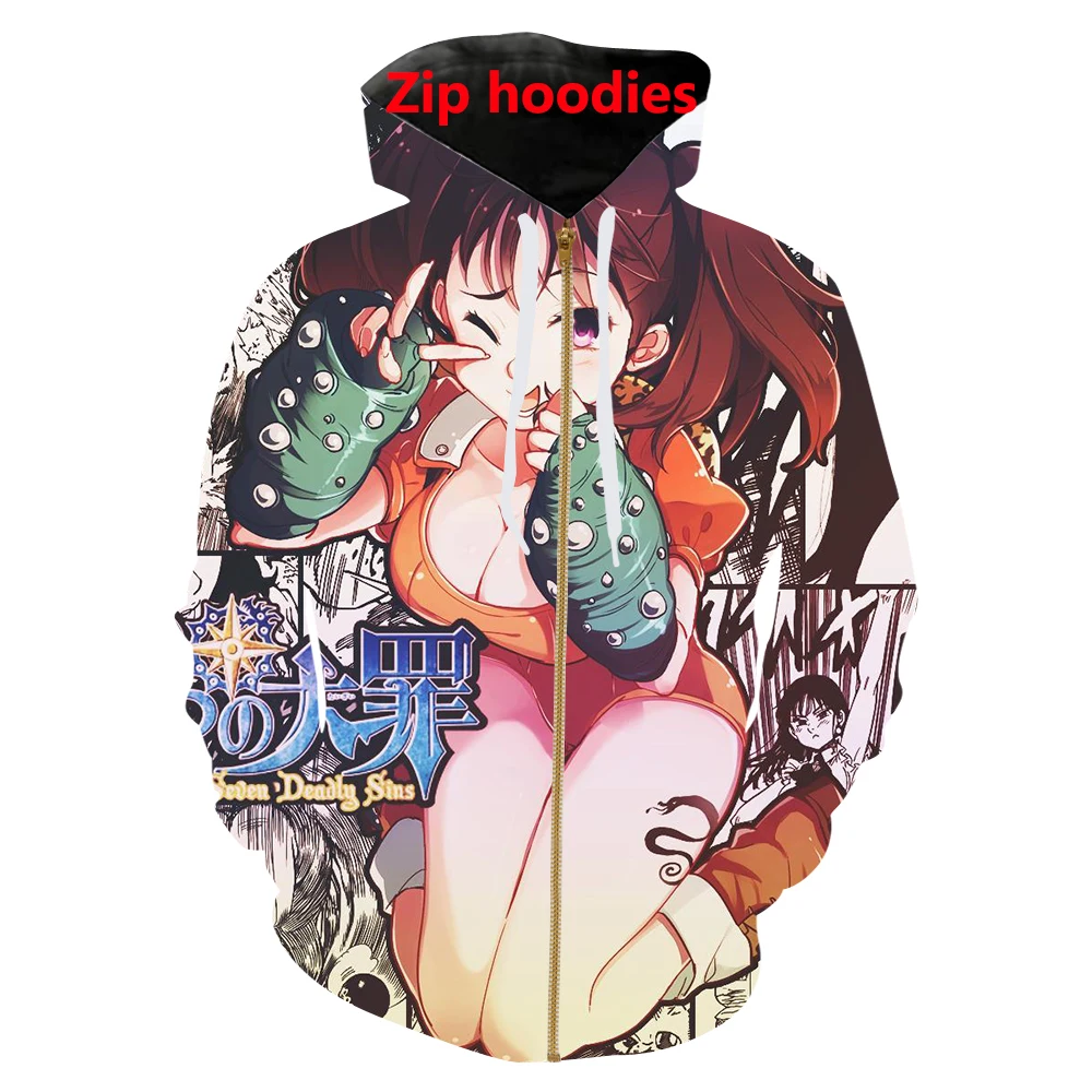 Семь смертных грехов Диана 3d принт футболка/свитеры с капюшоном на молнии в стиле