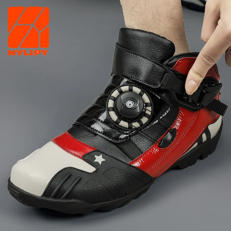 

Men Motorcycle Boots 39-45 Footwear Off Road Leather Shoes Soft Microfiber Waterproof Speed Motocross Boot Non-slip Sneaker