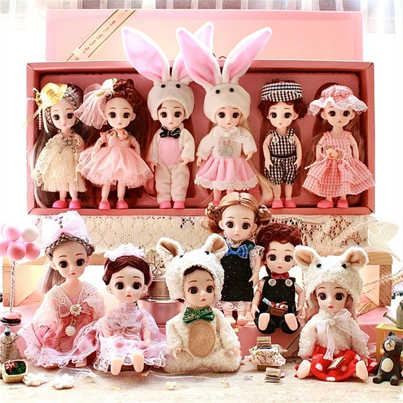 

6pcs Bjd Doll 14 Movable Joints Fashion 16cm Princess Suit Play House Toy With Beautiful Dress 1/12 BJD Dolls Birthday Gift