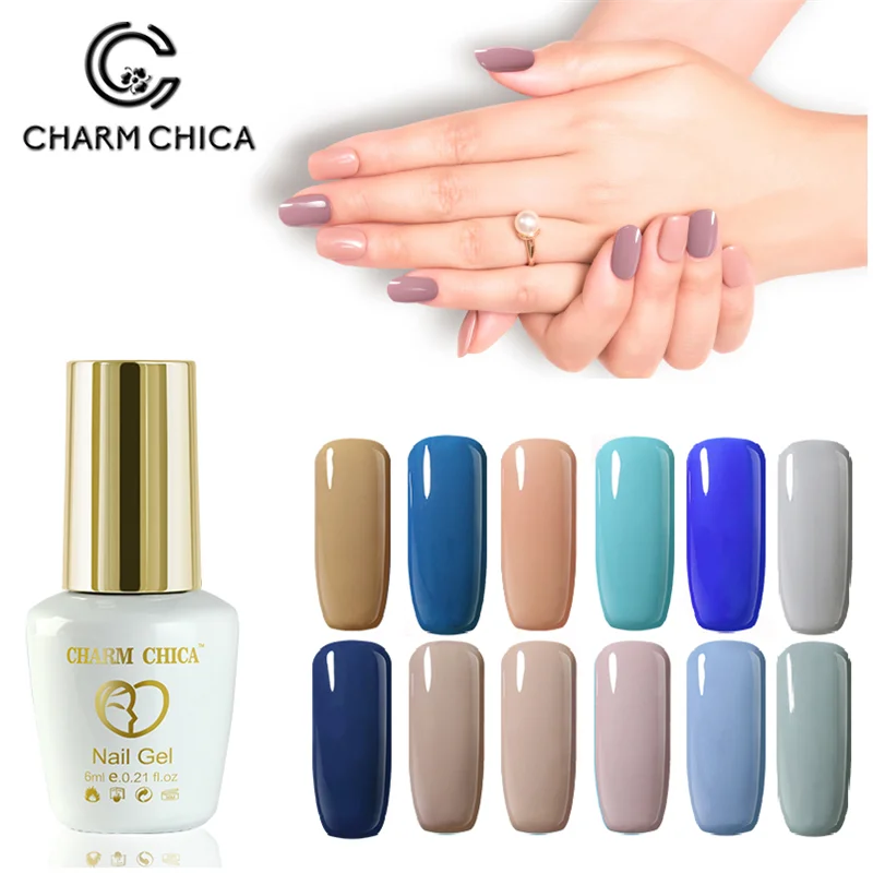 CHARM CHICA Uv лак для ногтей 6 мл серый телесный синий цвет Гибридный гель удаляющийся
