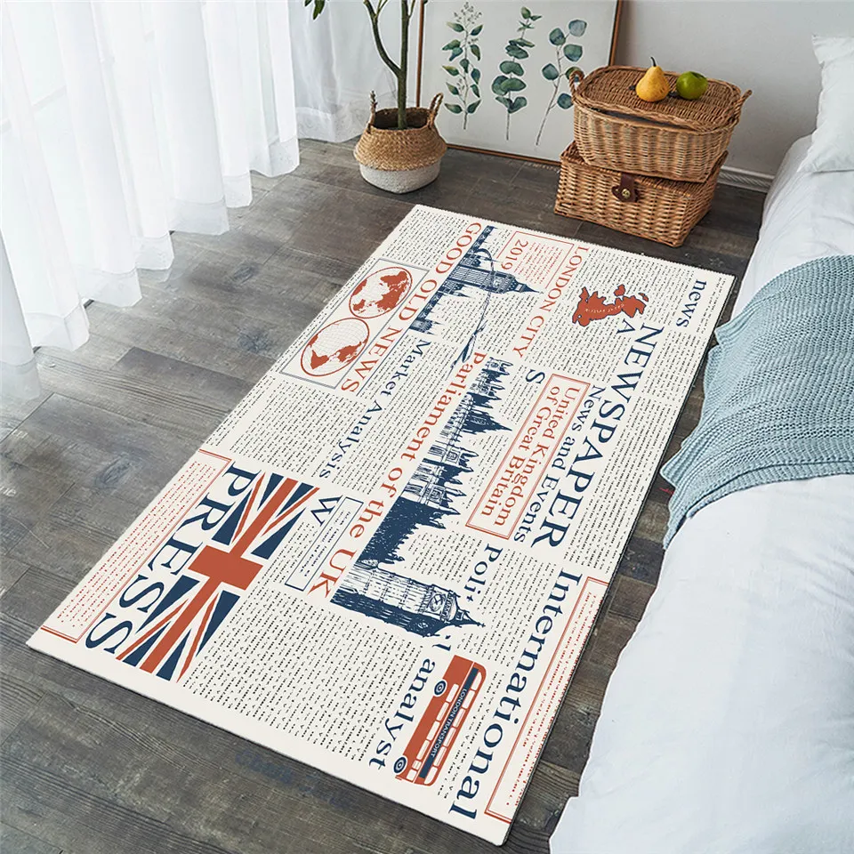 BeddingOutlet Newspaper Large Carpet for Living Room UK London Floor Mat Magazine Decorative Rugs News Letters Classic Tapis | Дом и сад