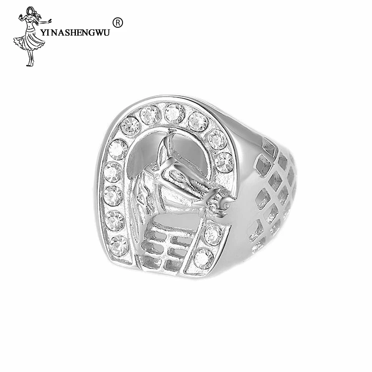 Кольцо мужское из нержавеющей стали с фианитом ювелирное изделие в стиле хип-хоп