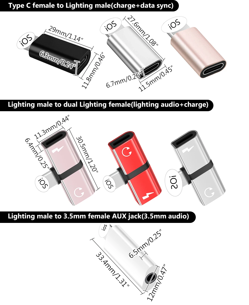 USB Type C адаптер Lightning зарядное устройство кабель для передачи данных конвертер 3